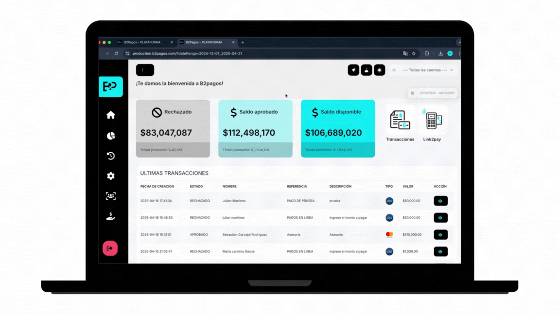 Dashboard 11 b2pagos